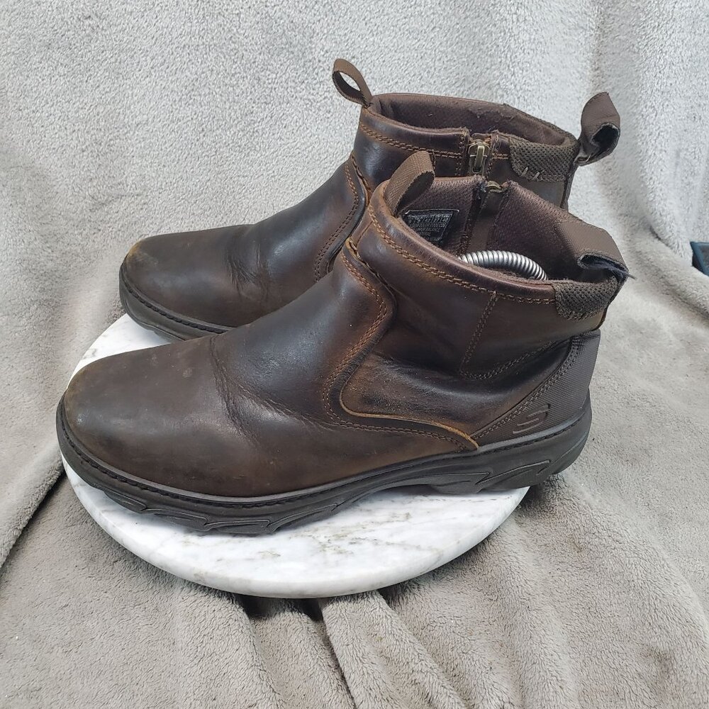 Skechers Shoes Mens Size 9 Brown Leather Resment Korver Ankle Boots *Read*